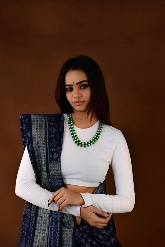 Pearls and Emerald Green Double Layered Necklace