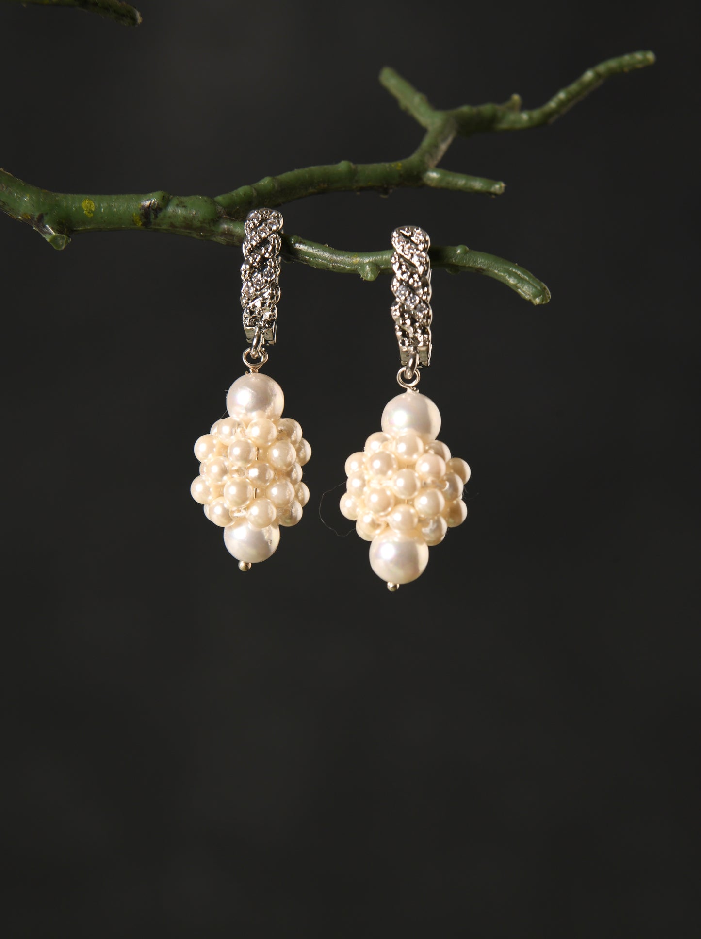 Woven Pearl Drops (Silver)