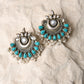 Silver Turquoise Moon Studs