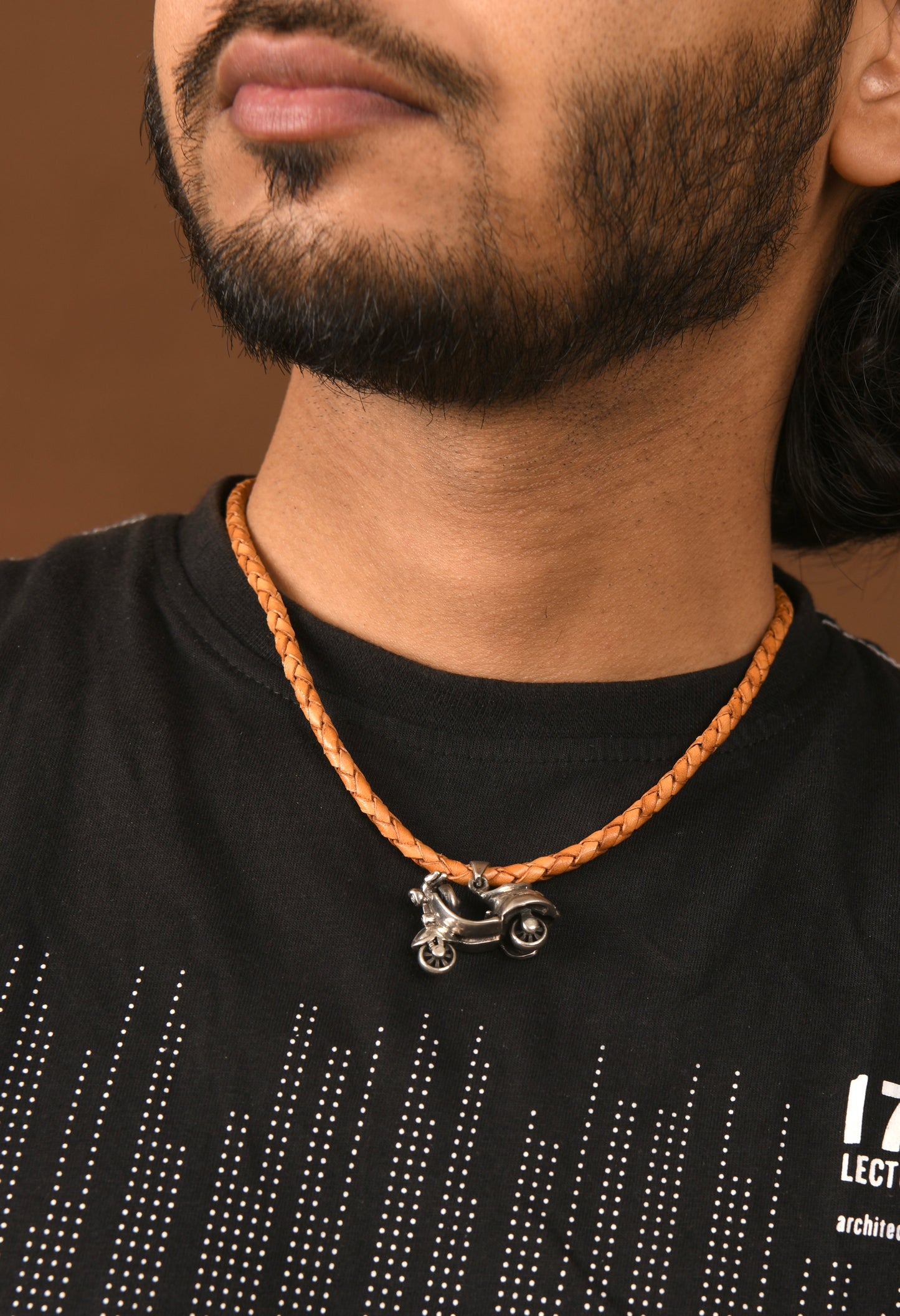 'Vintage Vespa' Silver Pendant in Leather Chord