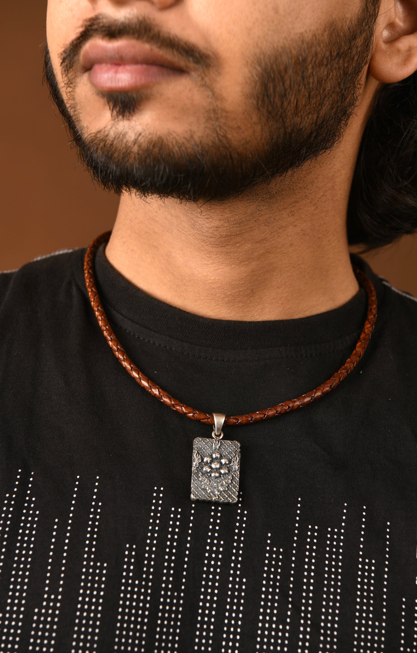 Silver Buddha Pendant In Leather Chord