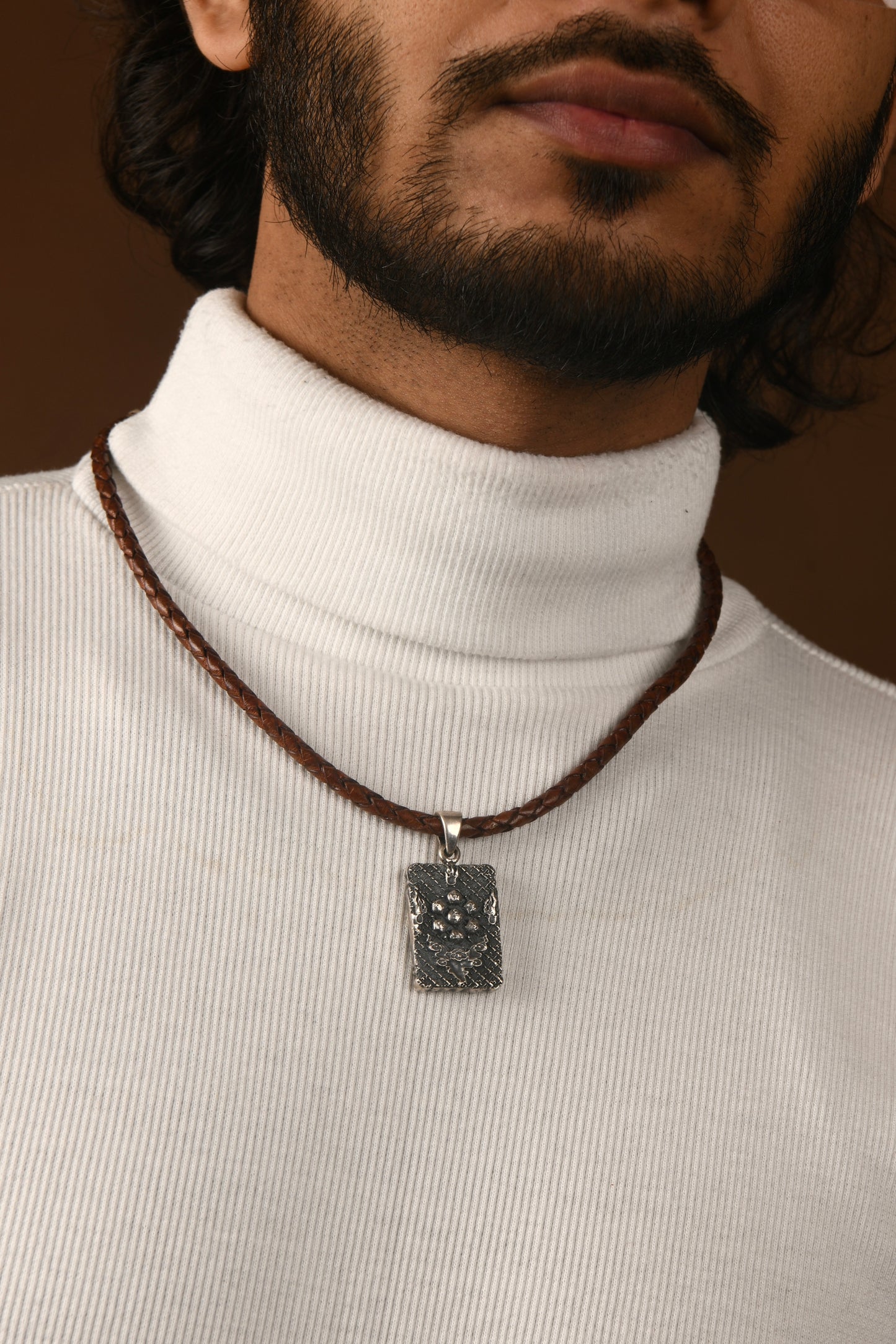 Silver Buddha Pendant In Leather Chord