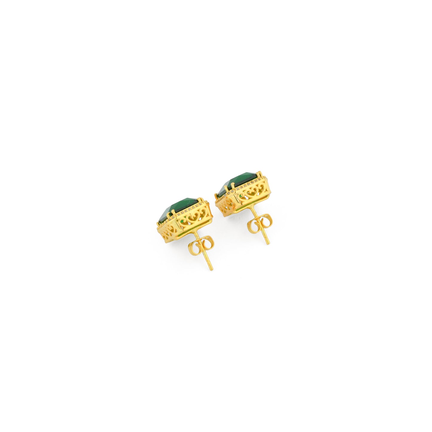 Emerald Square And Zircon Studs