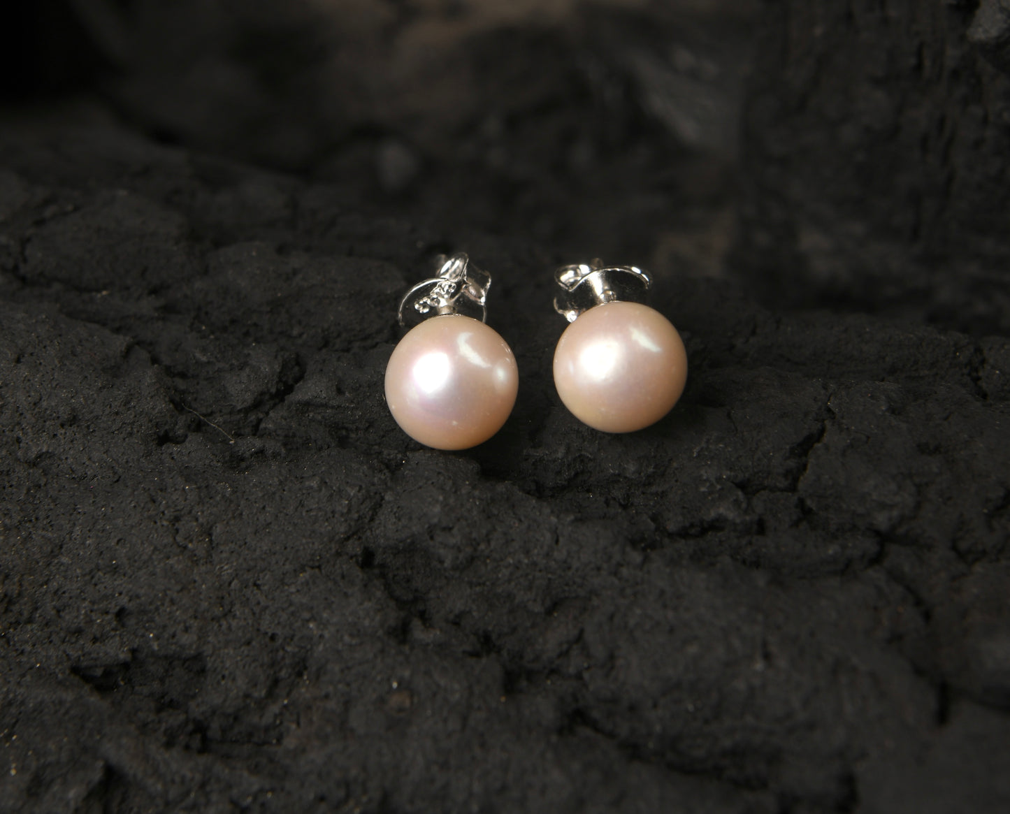 Perfect Round Fresh Water Pearl Studs