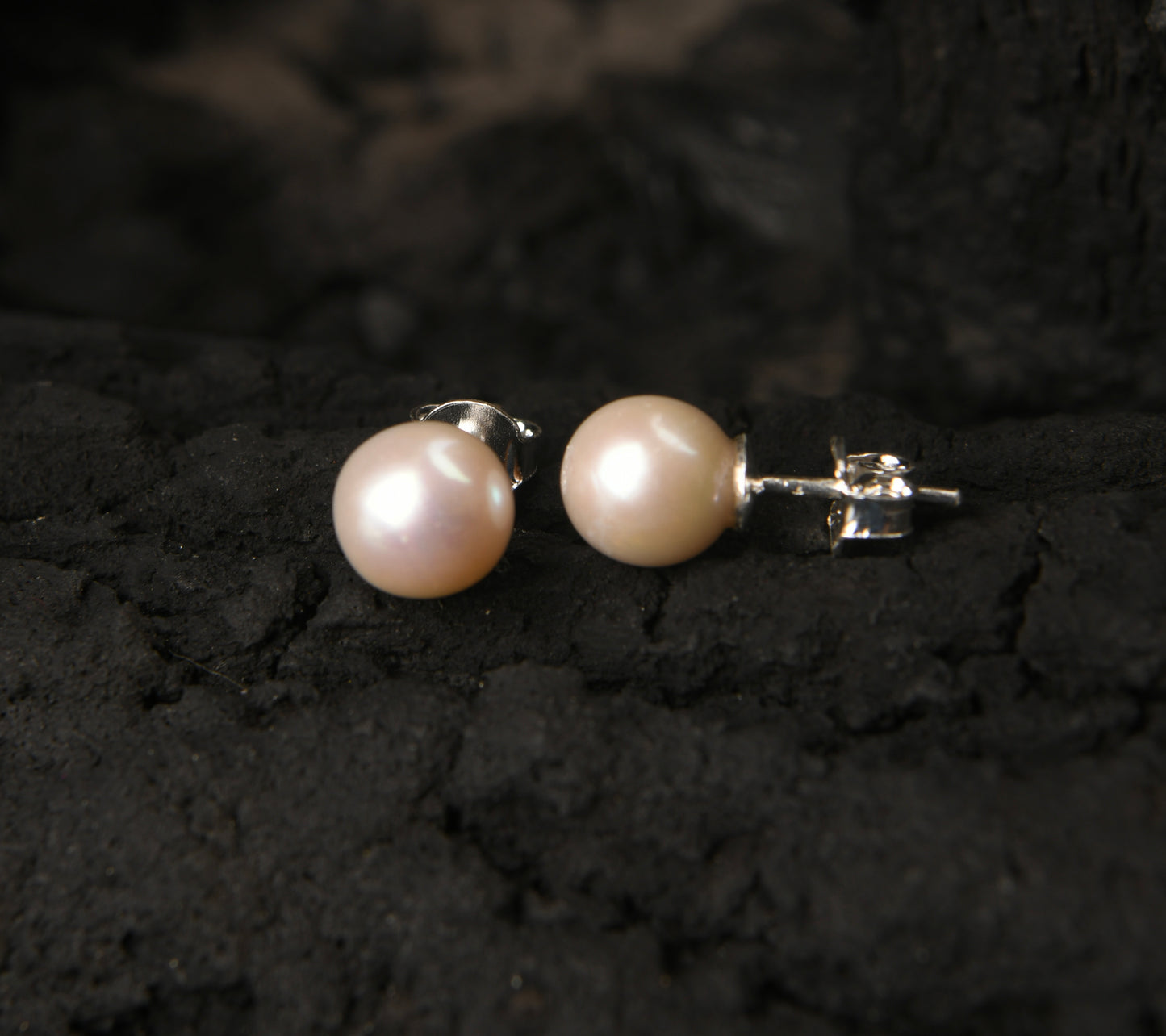 Perfect Round Fresh Water Pearl Studs