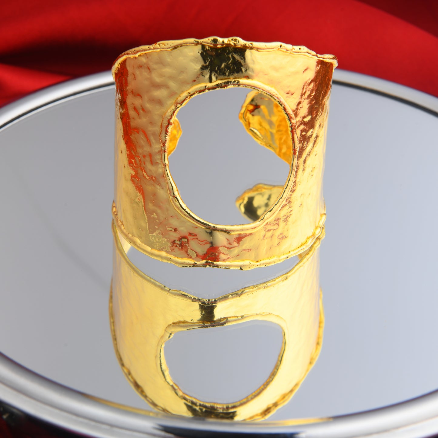 Hammered Moon Statement Cuff Bracelet
