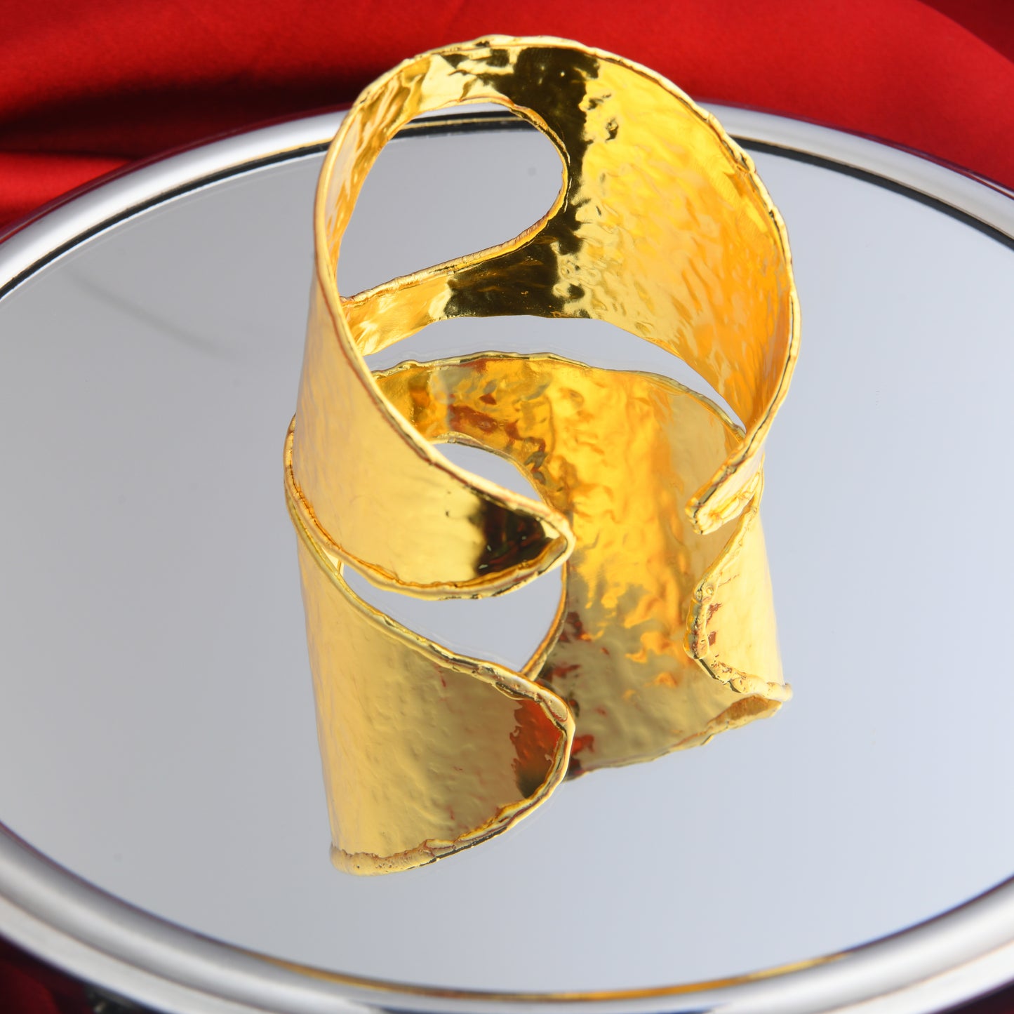Hammered Moon Statement Cuff Bracelet