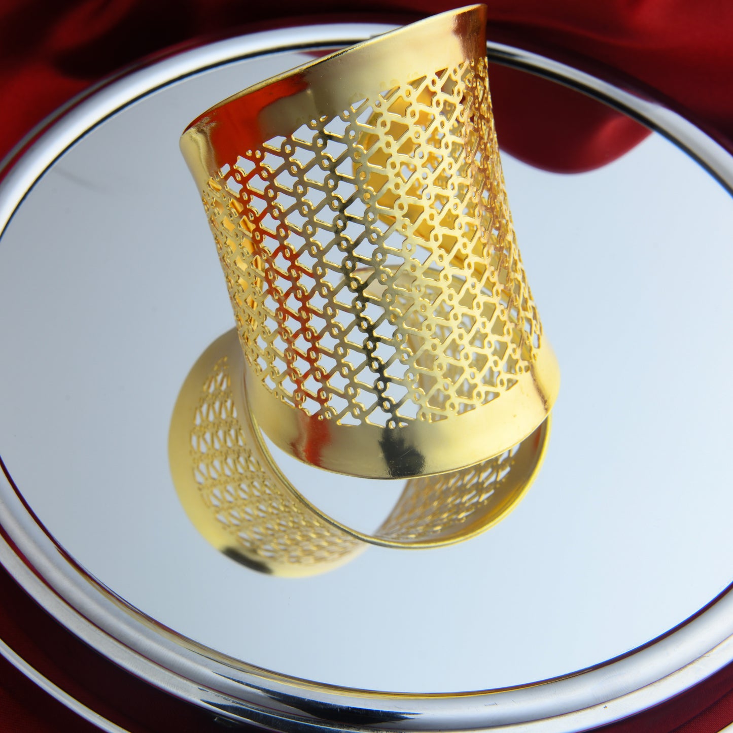 Lattice Brass Statement Cuff