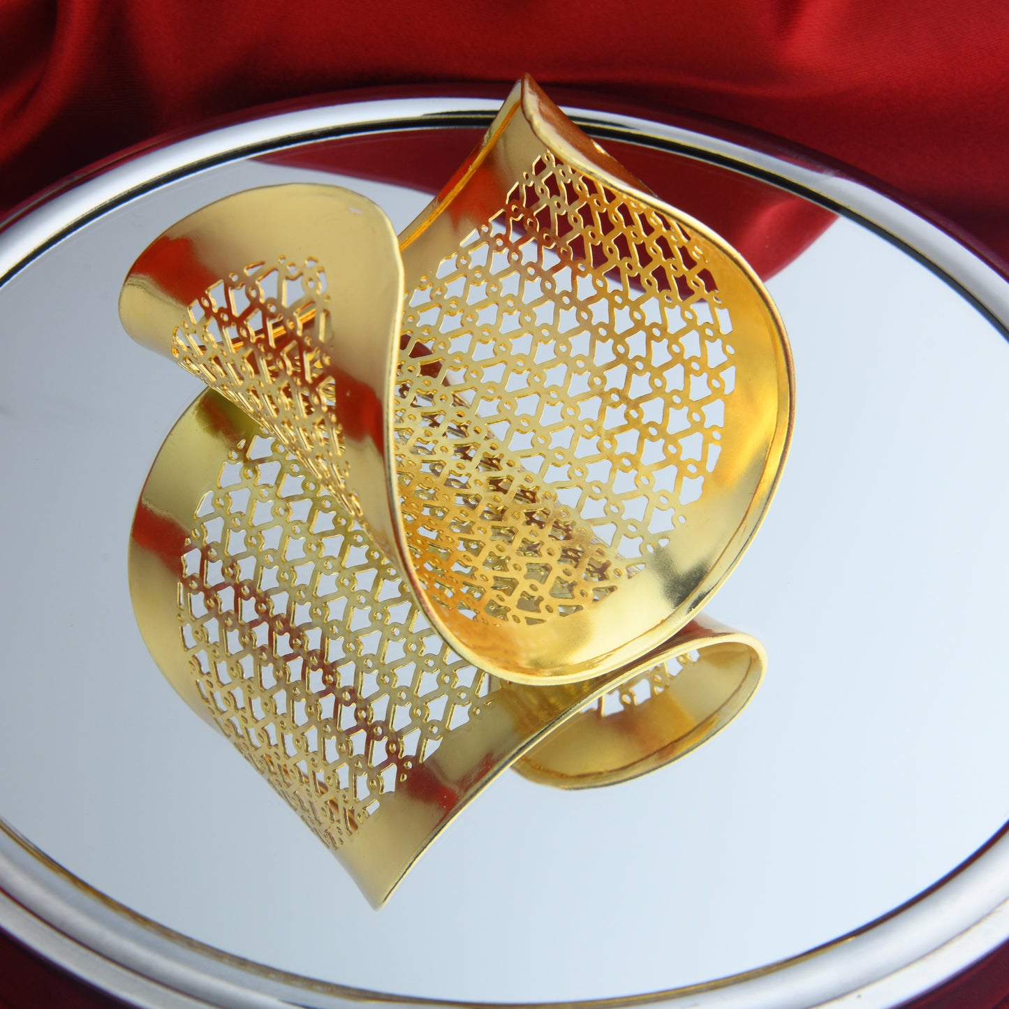 Lattice Brass Statement Cuff