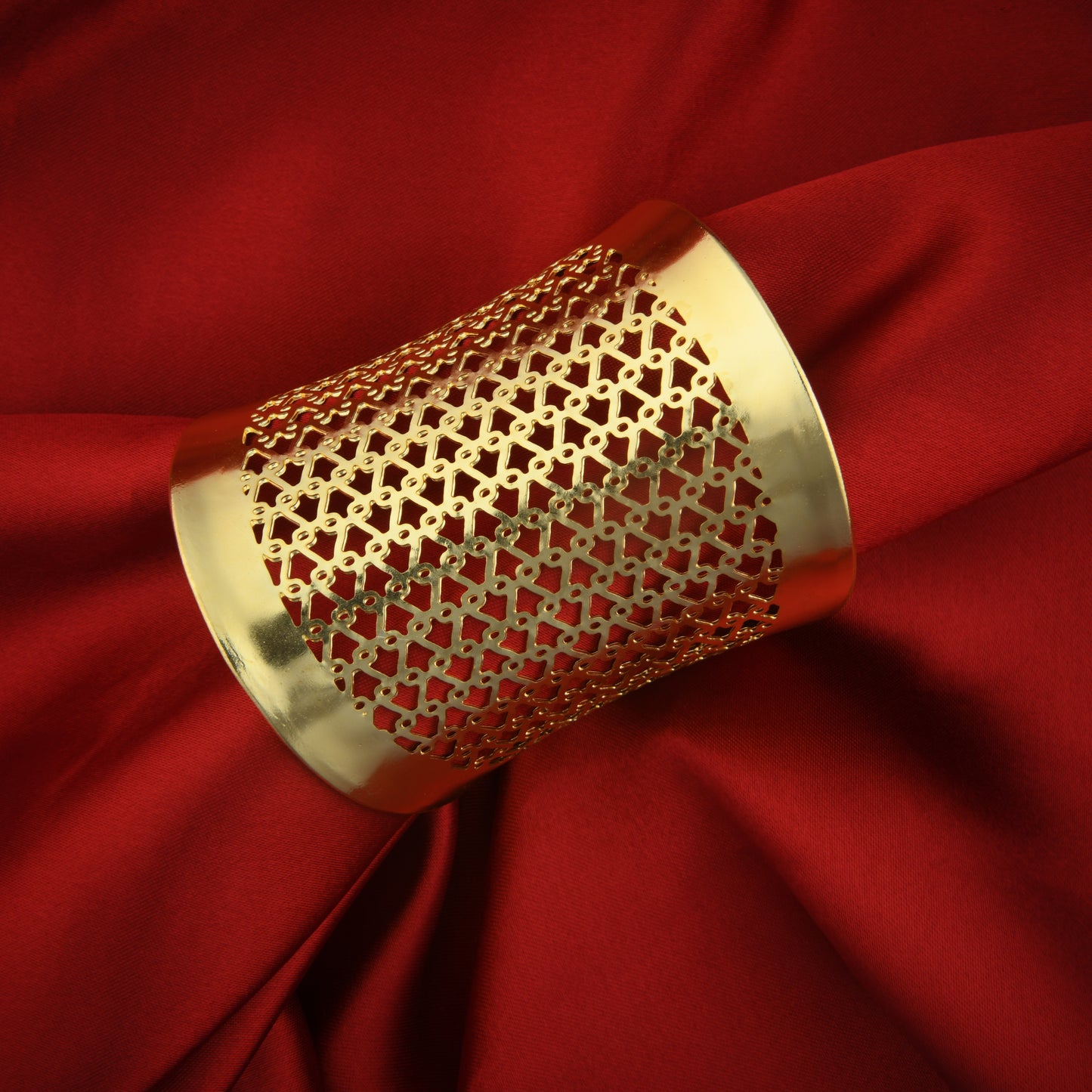 Lattice Brass Statement Cuff