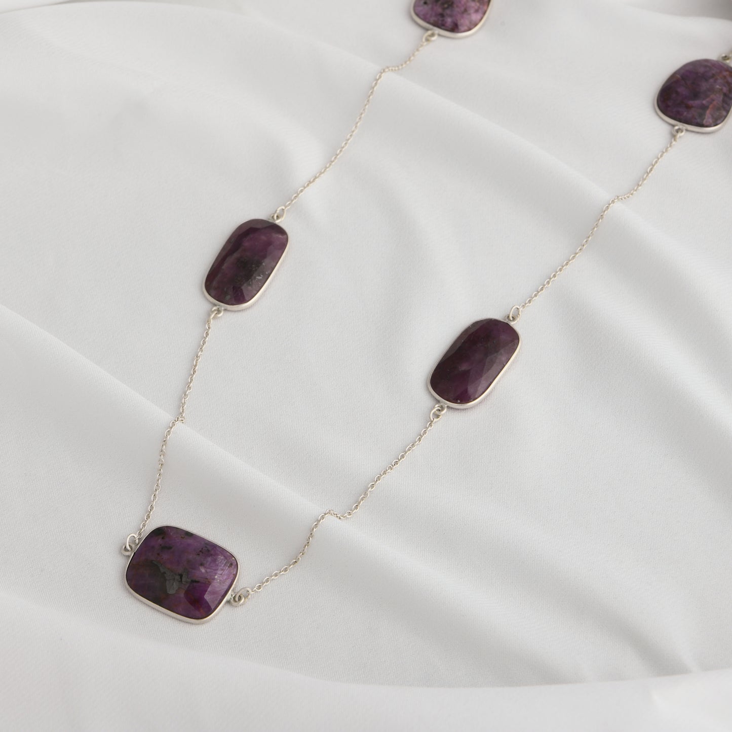 Long Ruby Bezel Necklace