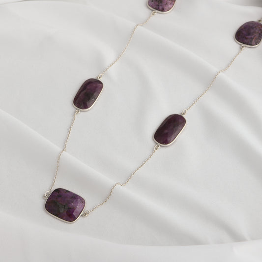 Long Ruby Bezel Necklace