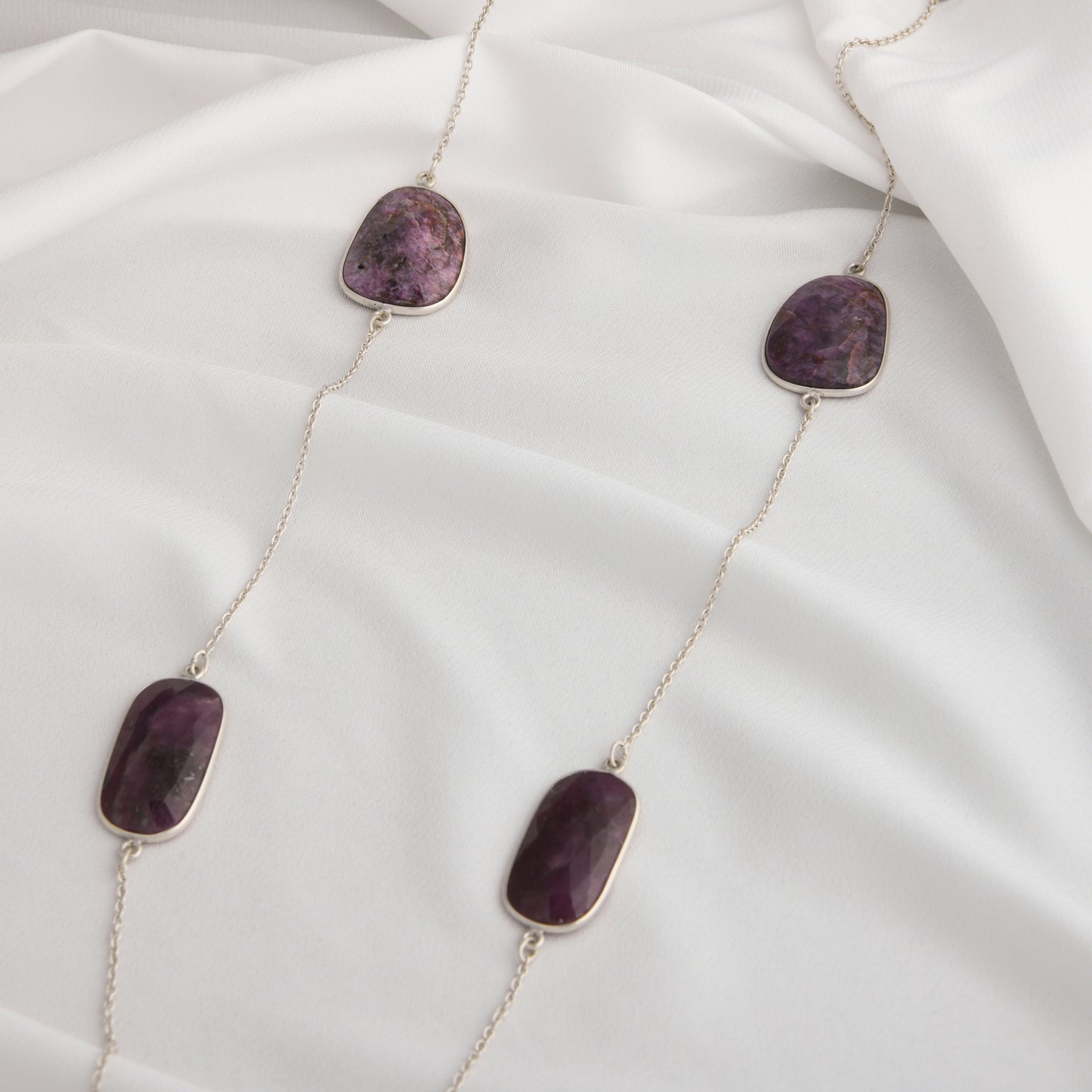 Long Ruby Bezel Necklace