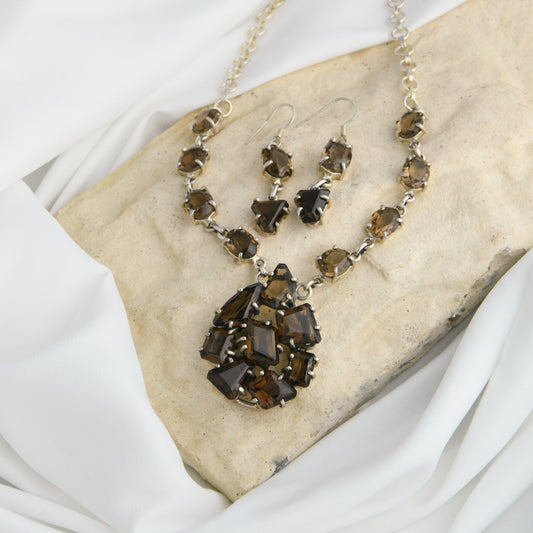 Smoky Quartz Designer Necklace Set