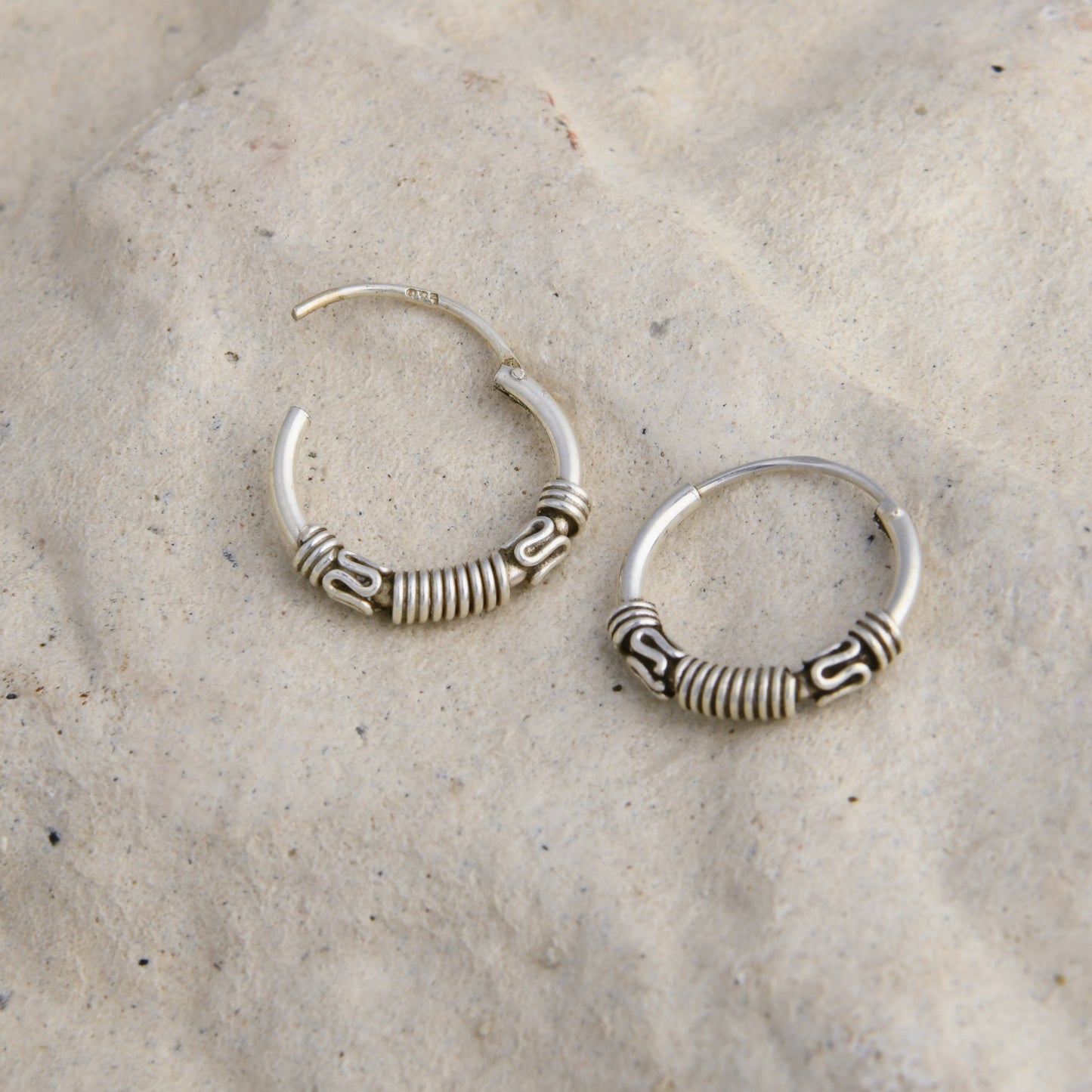 Silver Twisted Mini Hoops