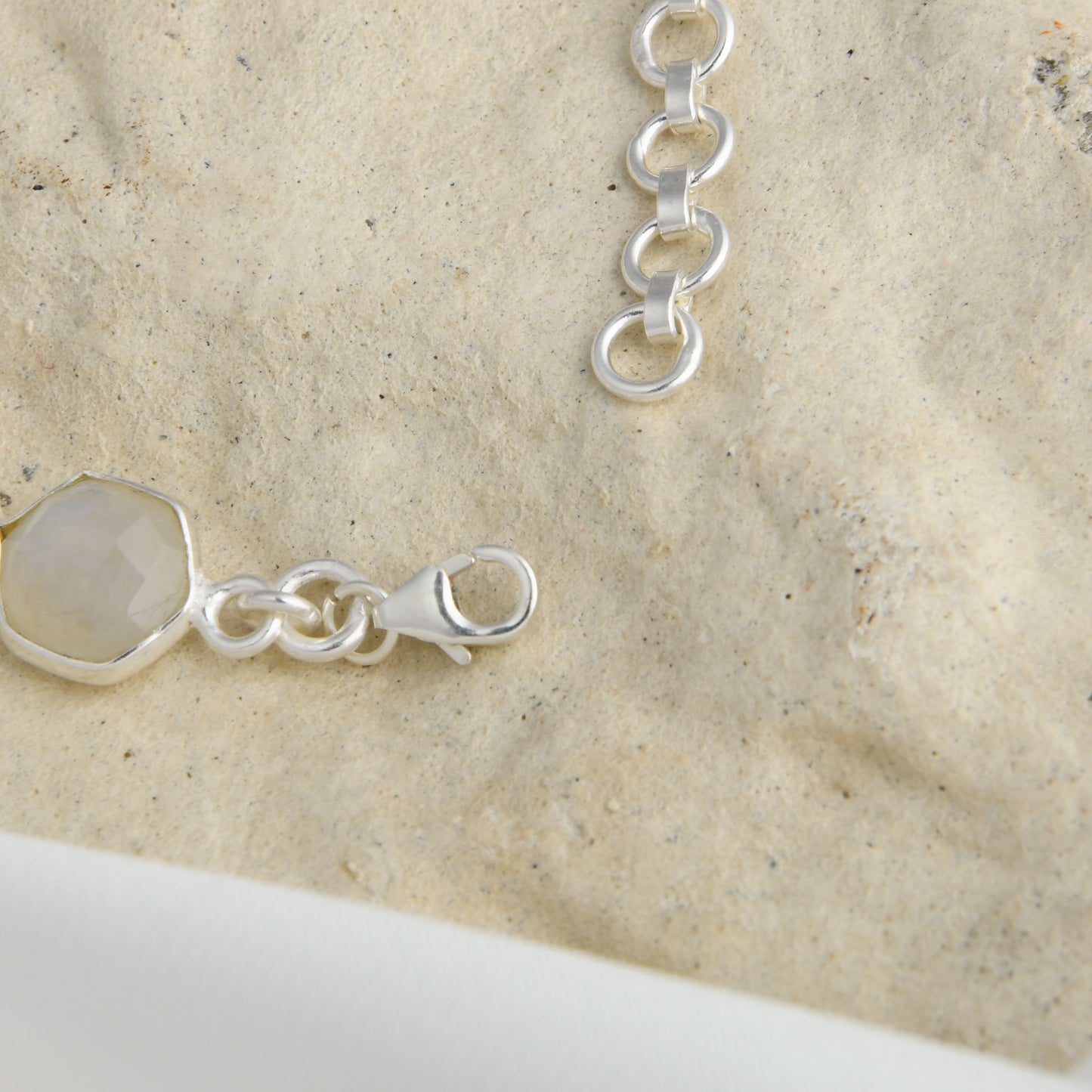 Natural Moonstone And Silver Bracelet