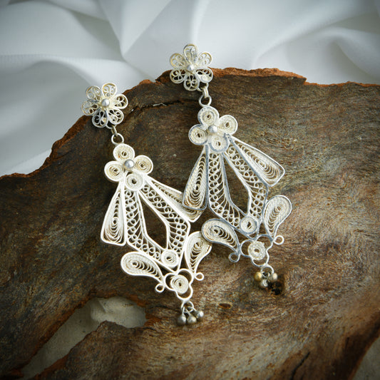 Hibiscus Filigree Silver Danglers