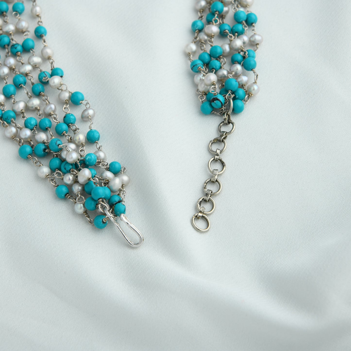 Turquoise Pearl Silver Necklace