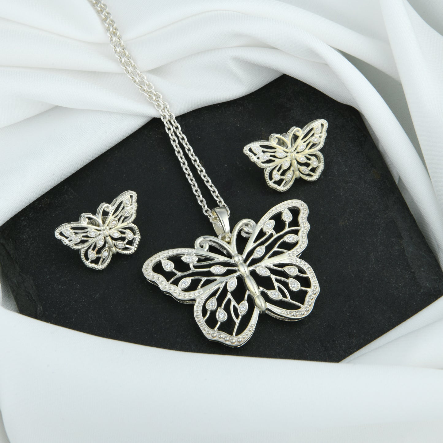 Beautiful Wings Silver Butterfly Set
