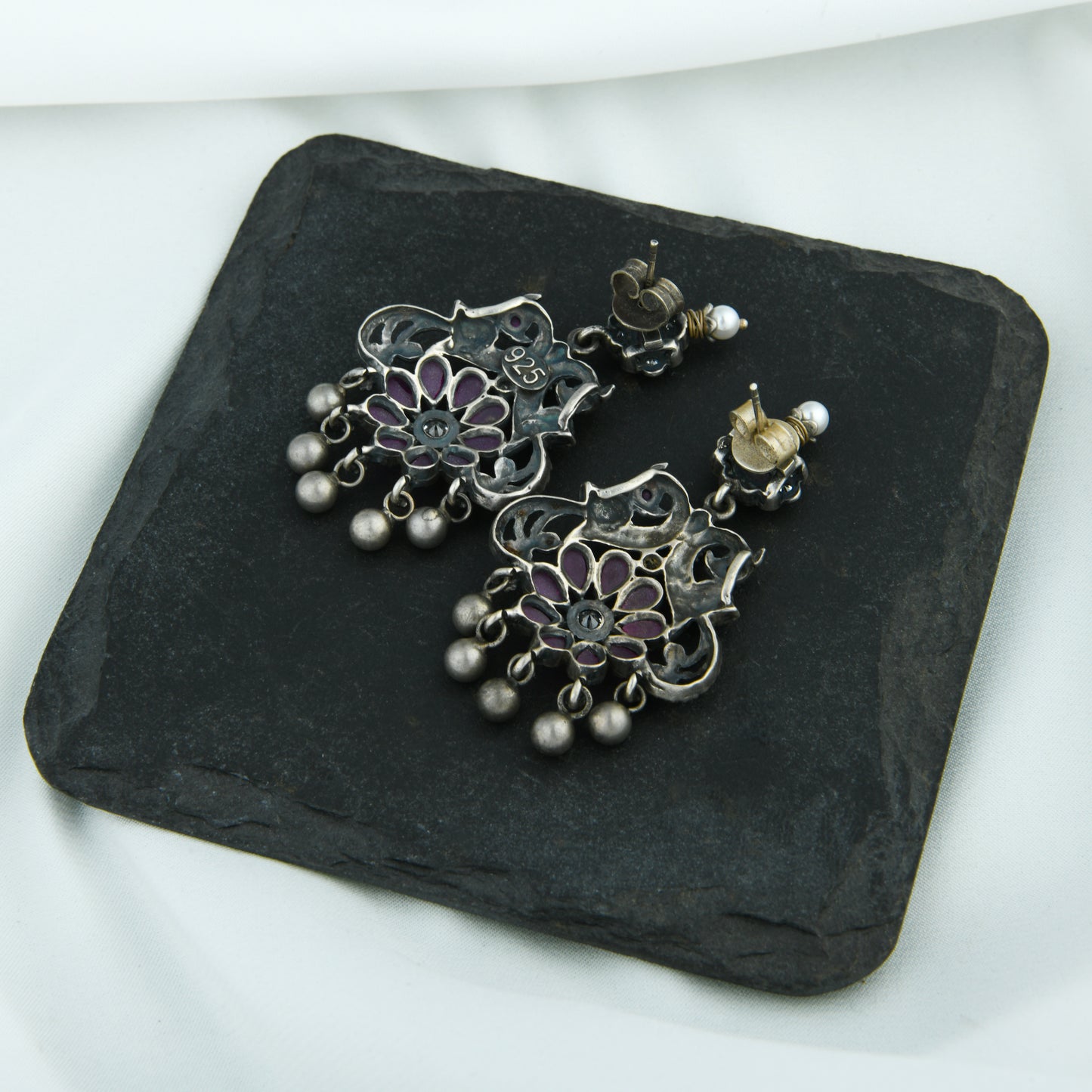 South Indian Peacock Silver Temple Necklace Set