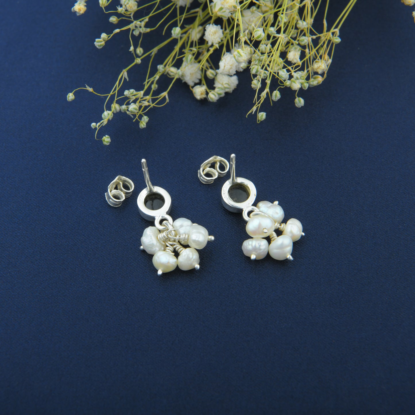 Iolite Pearls Silver Studs