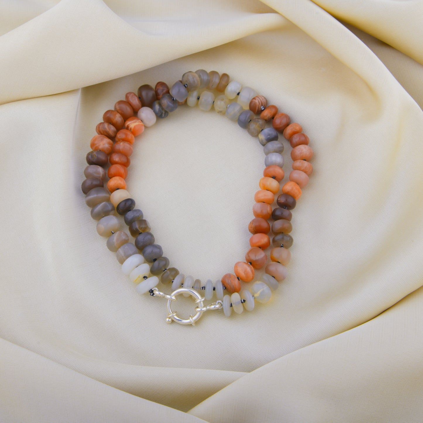 Semiprecious Moonstone Hand Knotted Necklace
