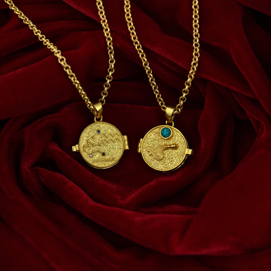 Golden Aquarius Nakshtra Photo Locket