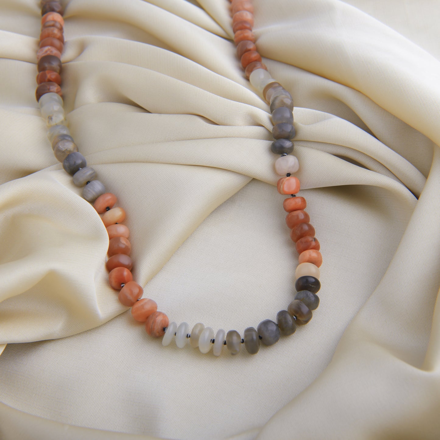 Semiprecious Moonstone Hand Knotted Necklace