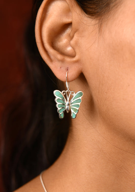 Turquoise Twist Silver Earrings