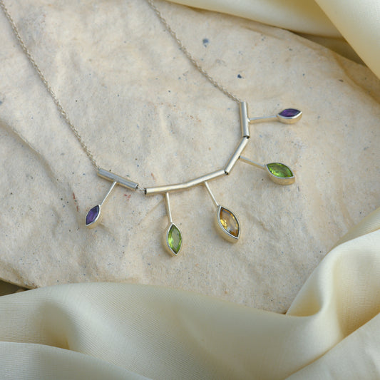Gem Trio Silver Necklace