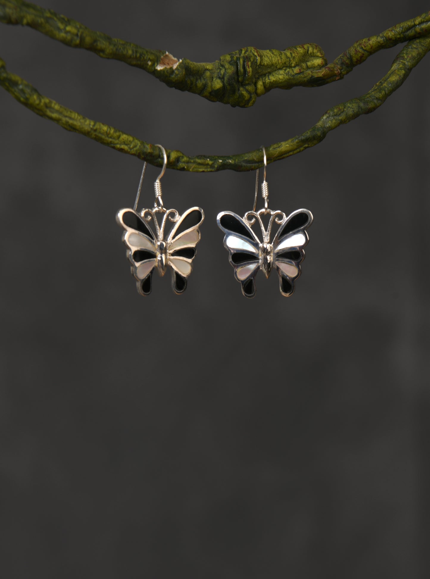 Yin Yang Butterflies Silver Earrings