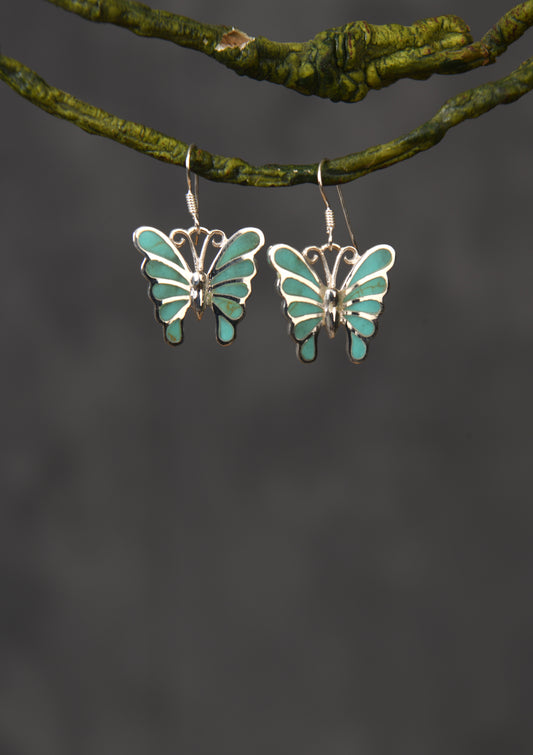 Turquoise Twist Silver Earrings
