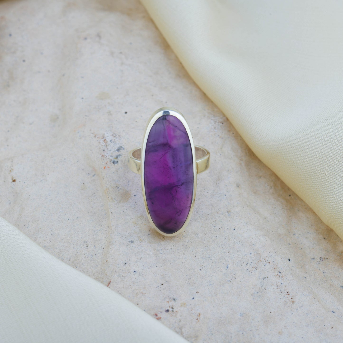 Chakra Grace Natural Amethyst Silver Ring