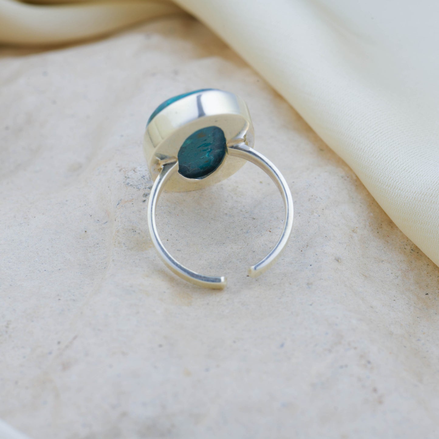 Ocean Earth Chrysocolla Oval Silver Ring
