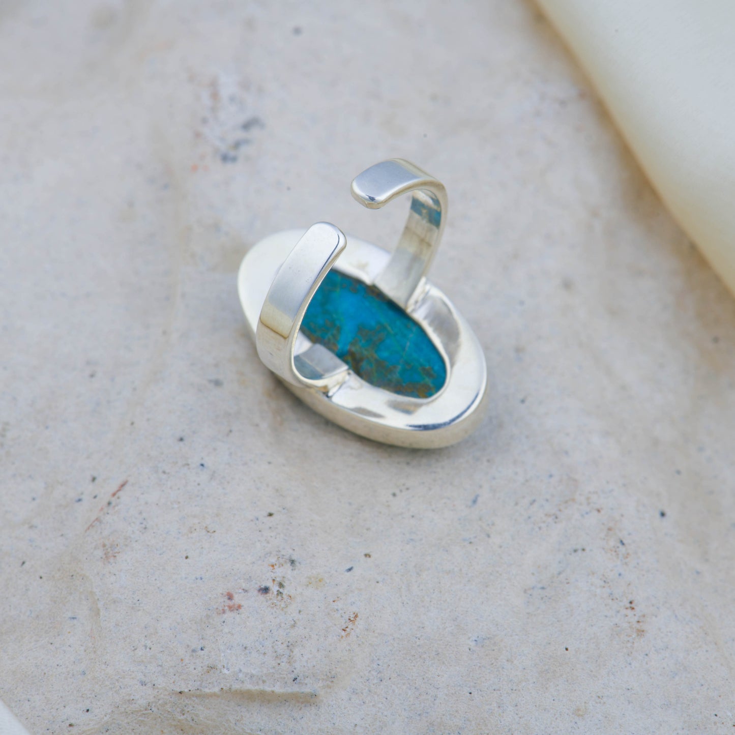 Blue Dusk Chrysocolla Oval Silver Ring
