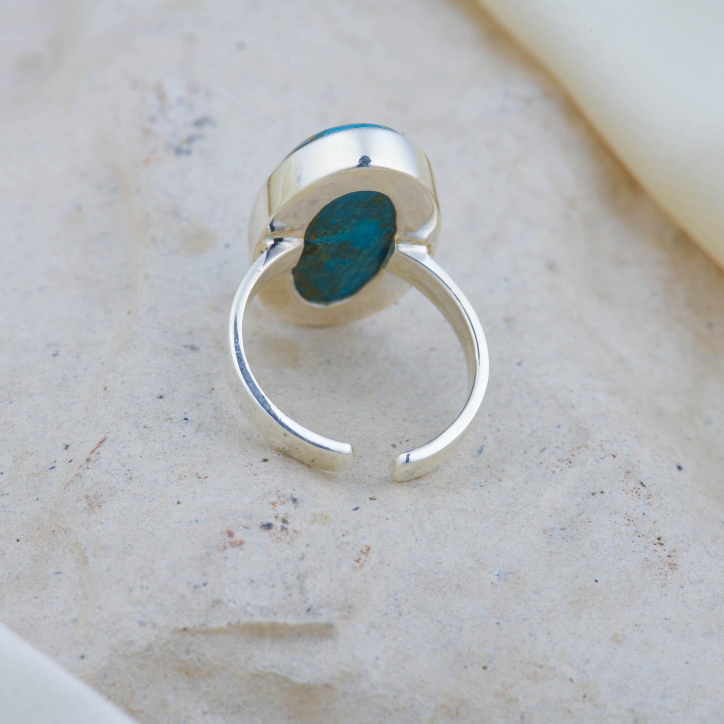 Blue Dusk Chrysocolla Oval Silver Ring