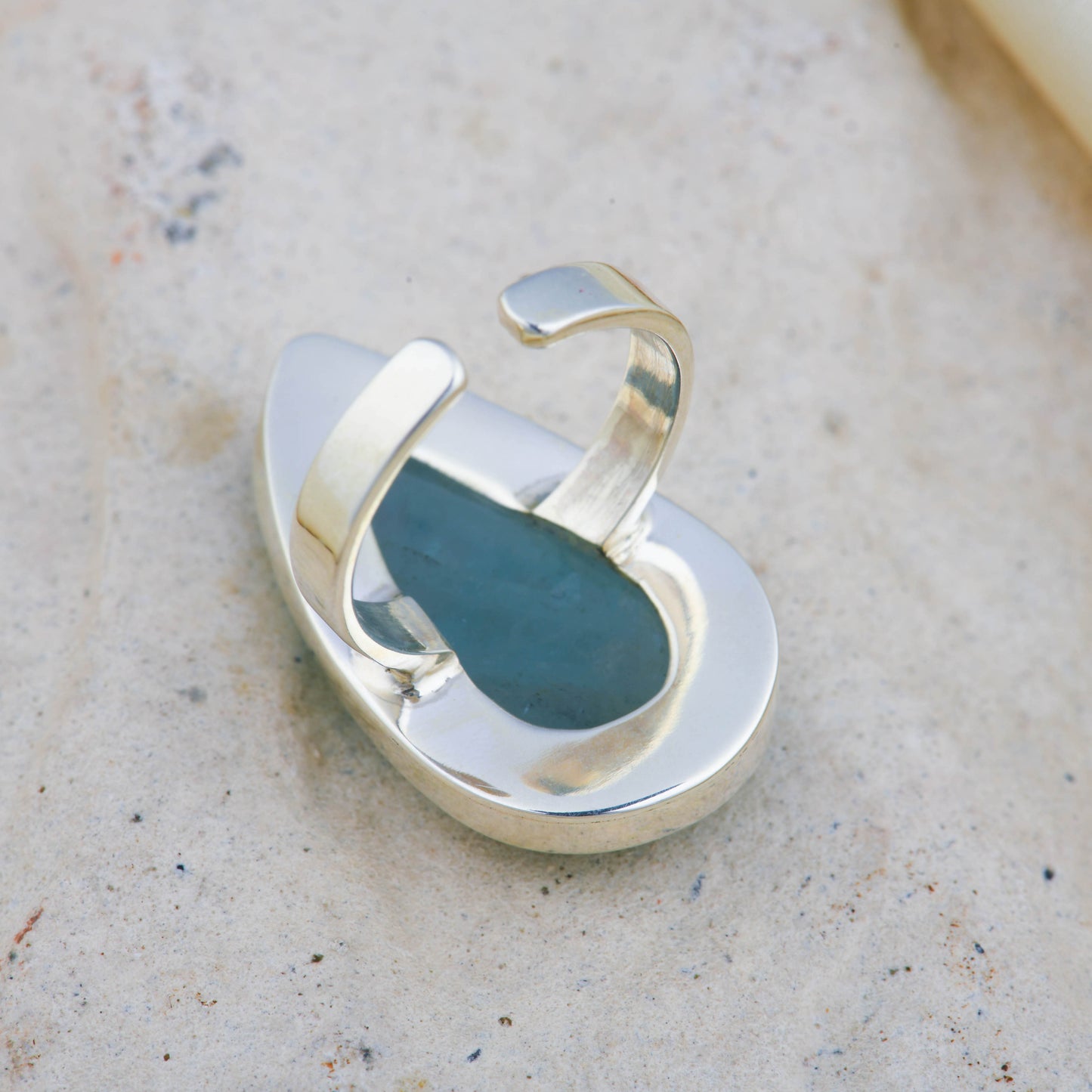 Aqua Drop Natural Aquamarine Silver Ring