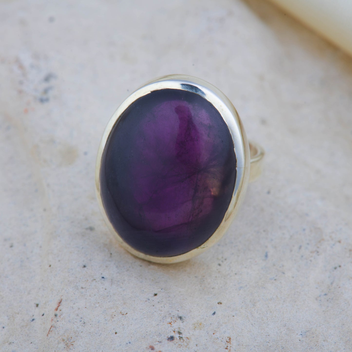 Majestic Natural Amethyst Oval Silver Ring