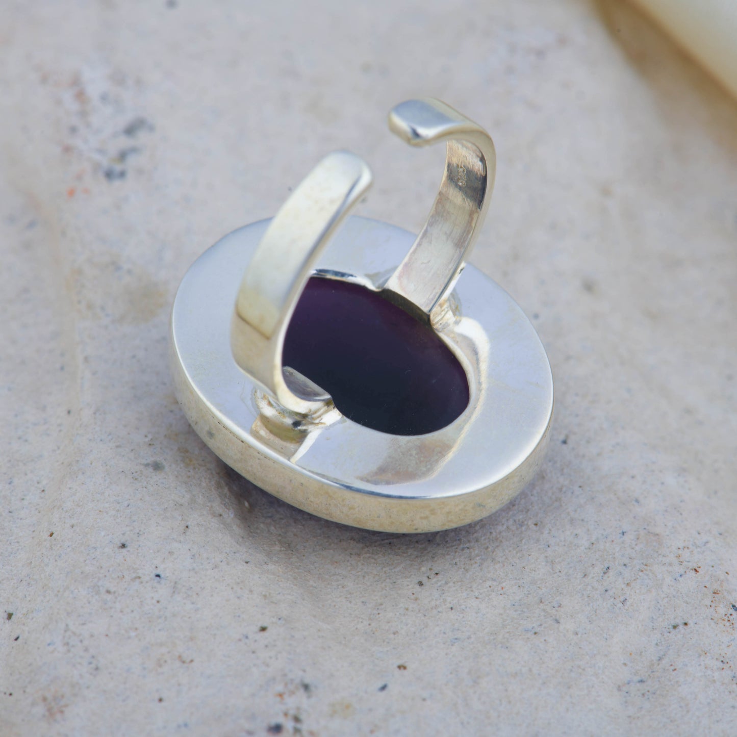 Majestic Natural Amethyst Oval Silver Ring