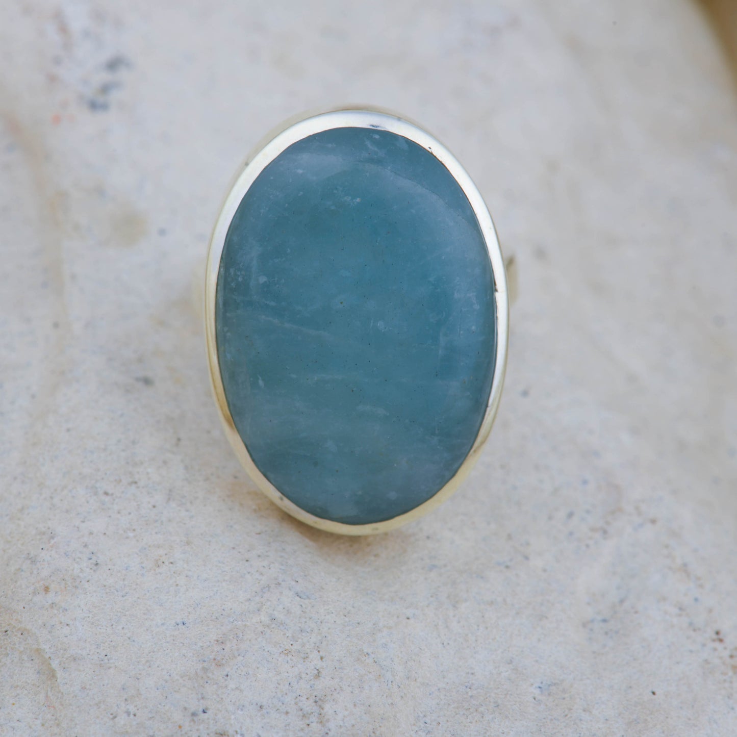 Aqua Halo Natural Aquamarine Silver Ring