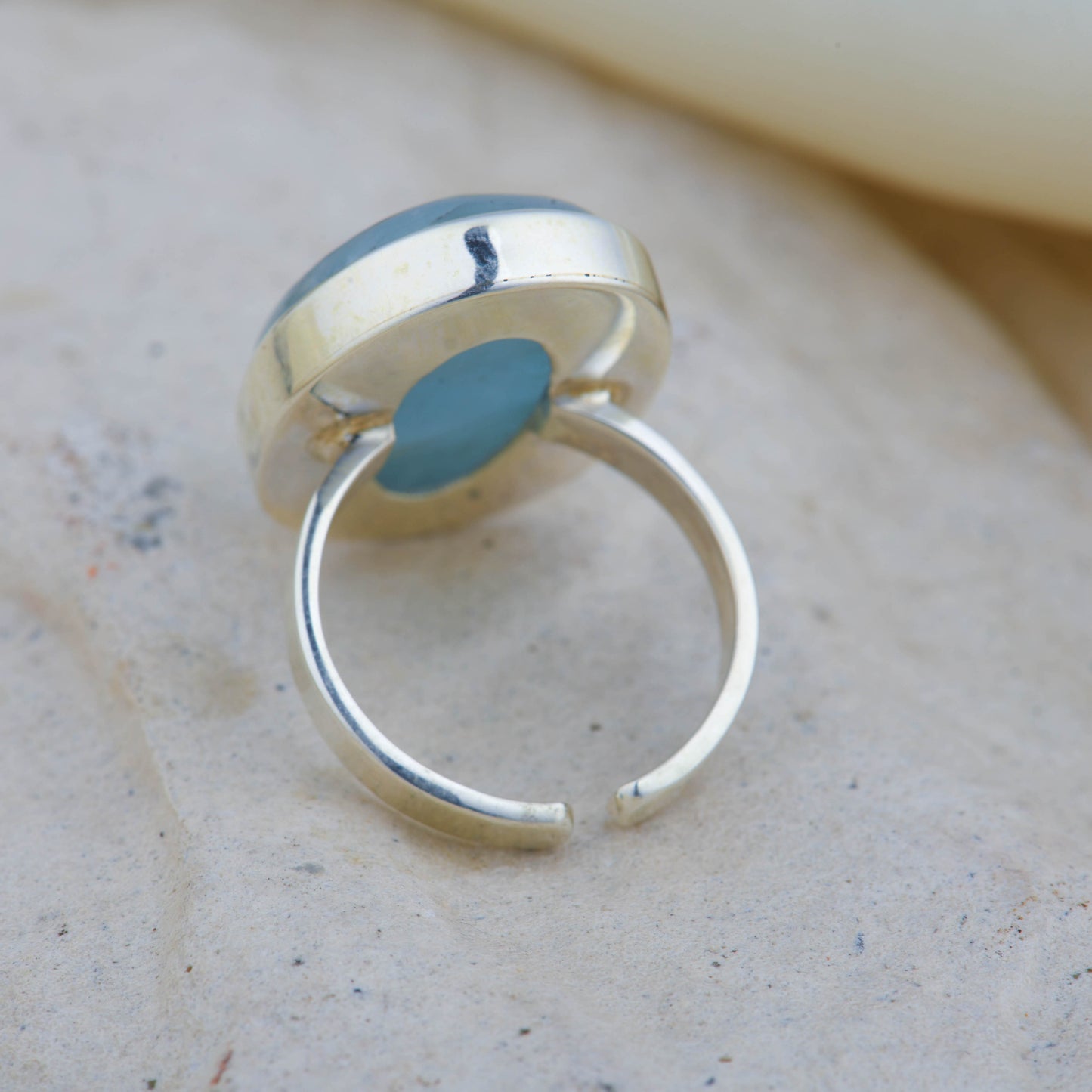 Aqua Halo Natural Aquamarine Silver Ring