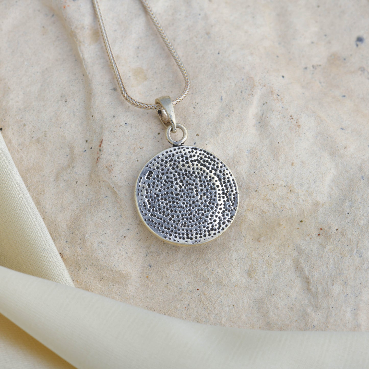 Geometric Sri Yantra Silver Men Pendant