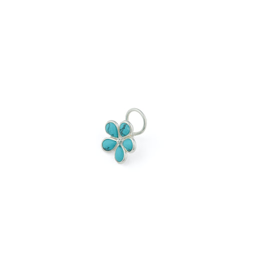 Turquoise Mogra Silver Nose Pin( Piercing )