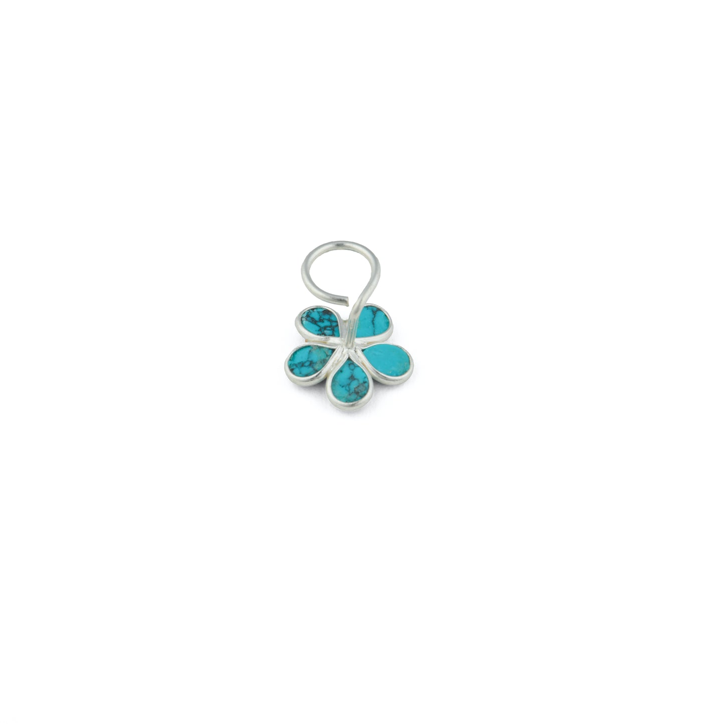 Turquoise Mogra Silver Nose Pin( Piercing )