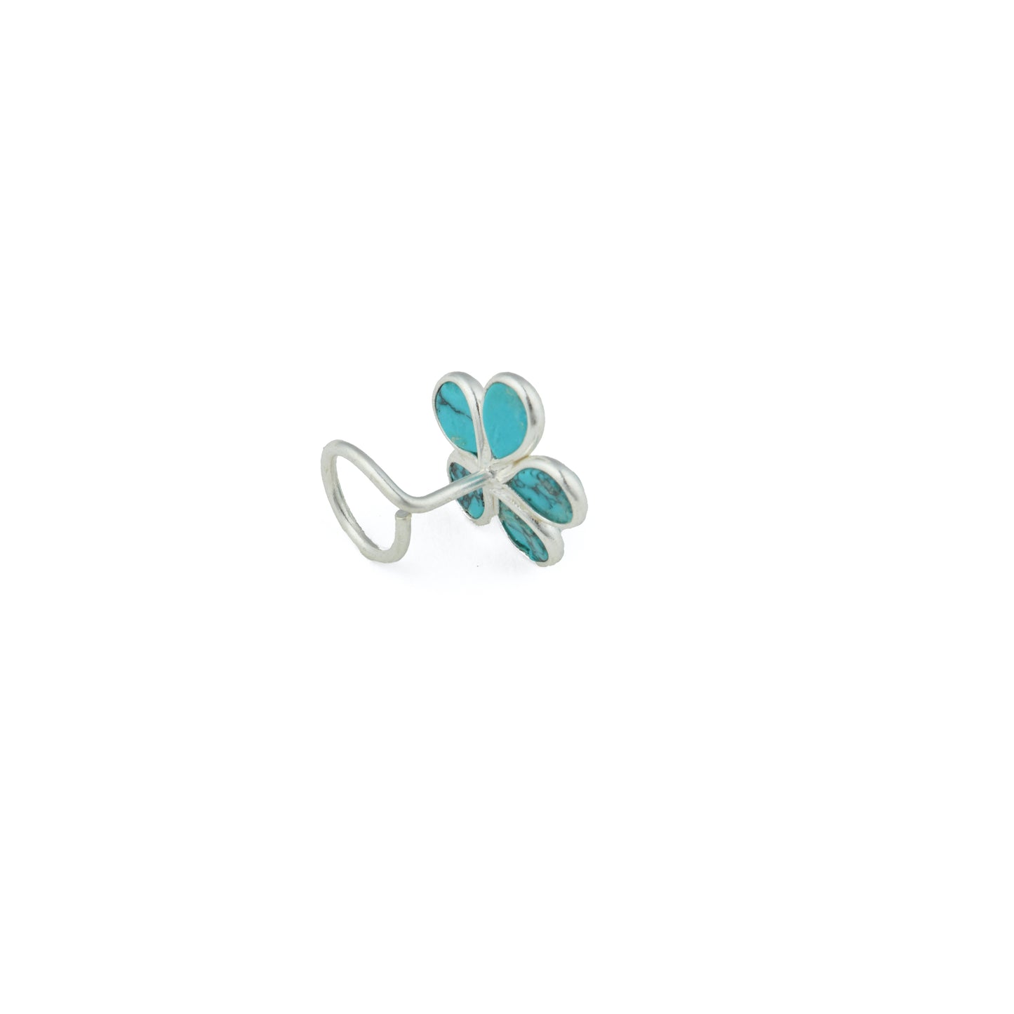 Turquoise Mogra Silver Nose Pin( Piercing )