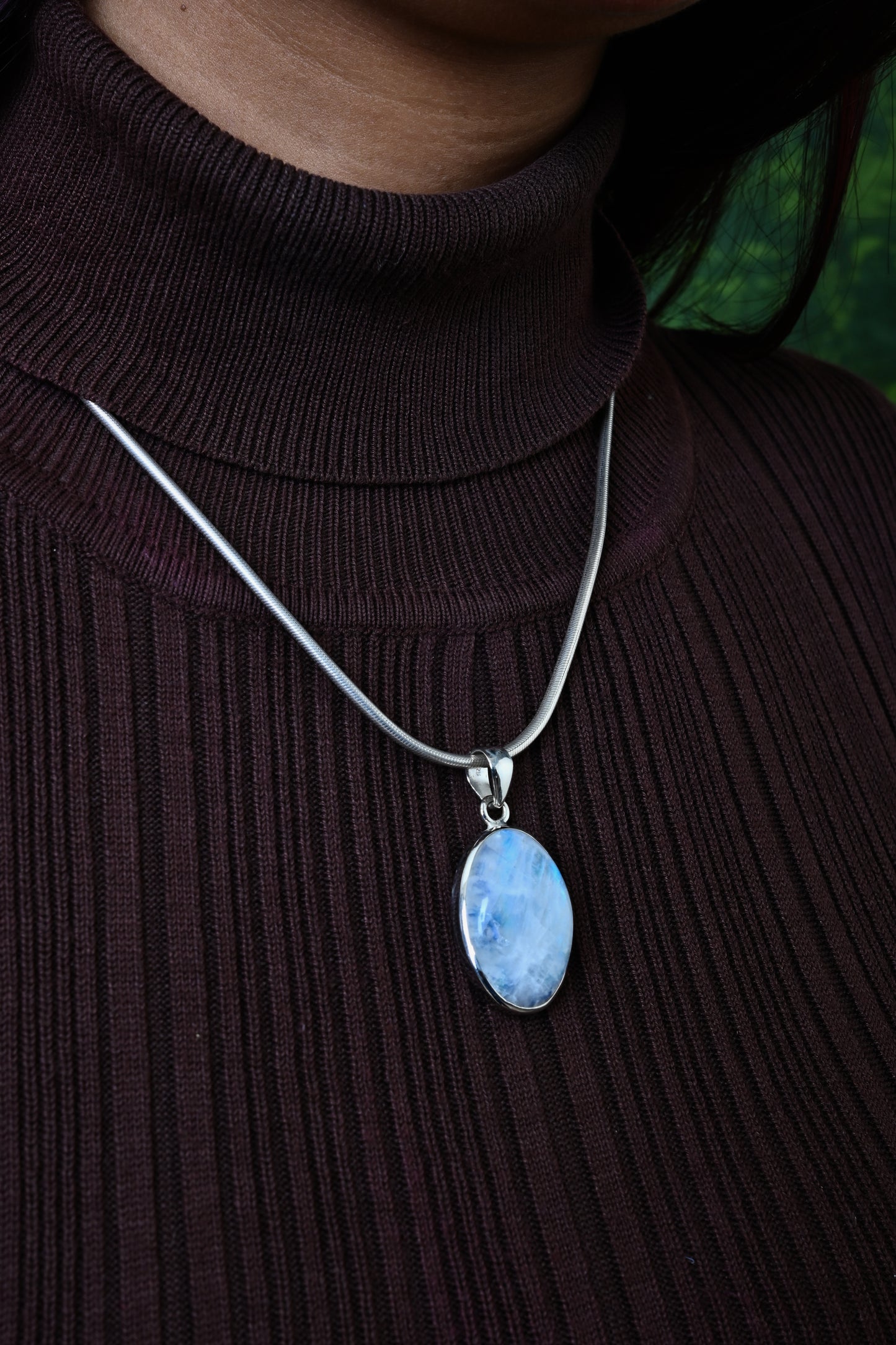 Moonstone Oval Silver Pendant