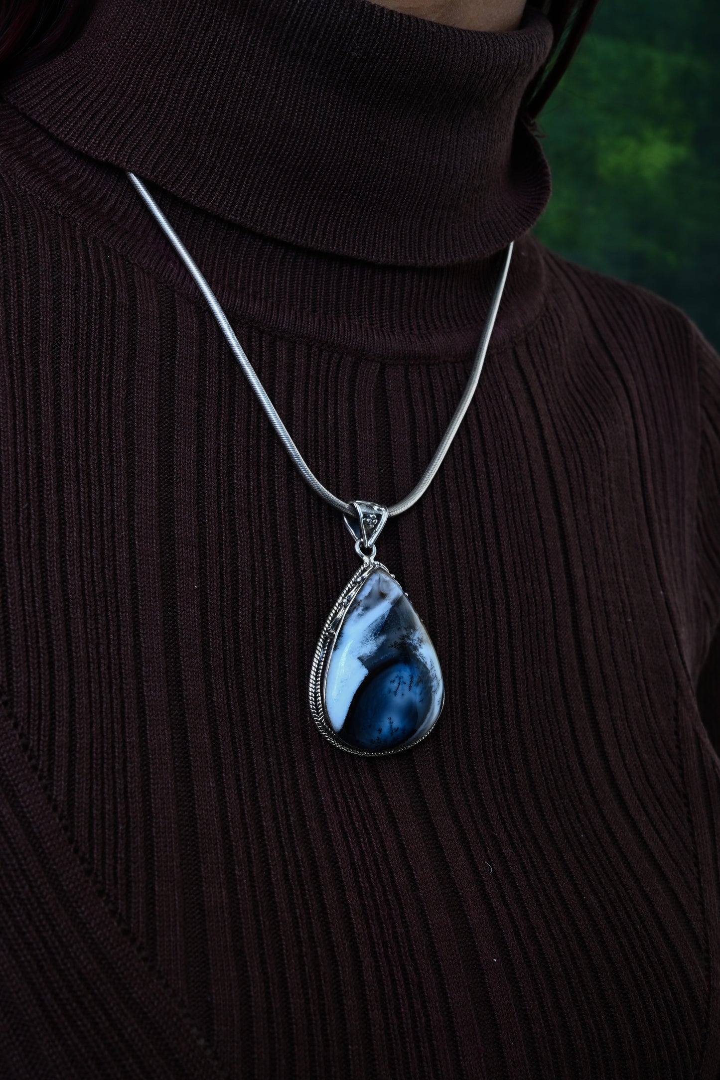 Dendrite Opal Drop Pendant