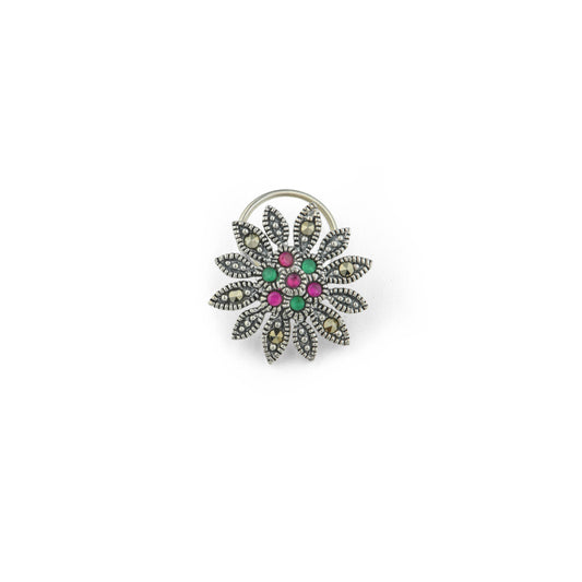 Marcasite Quirky Flower Nose pin