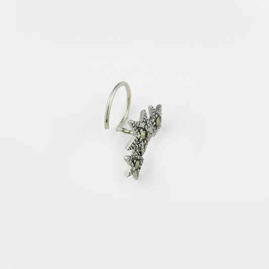 Tri Star Marcasite Silver Nose Pin