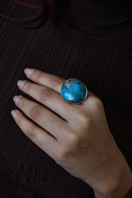 Azurite Silver Ring
